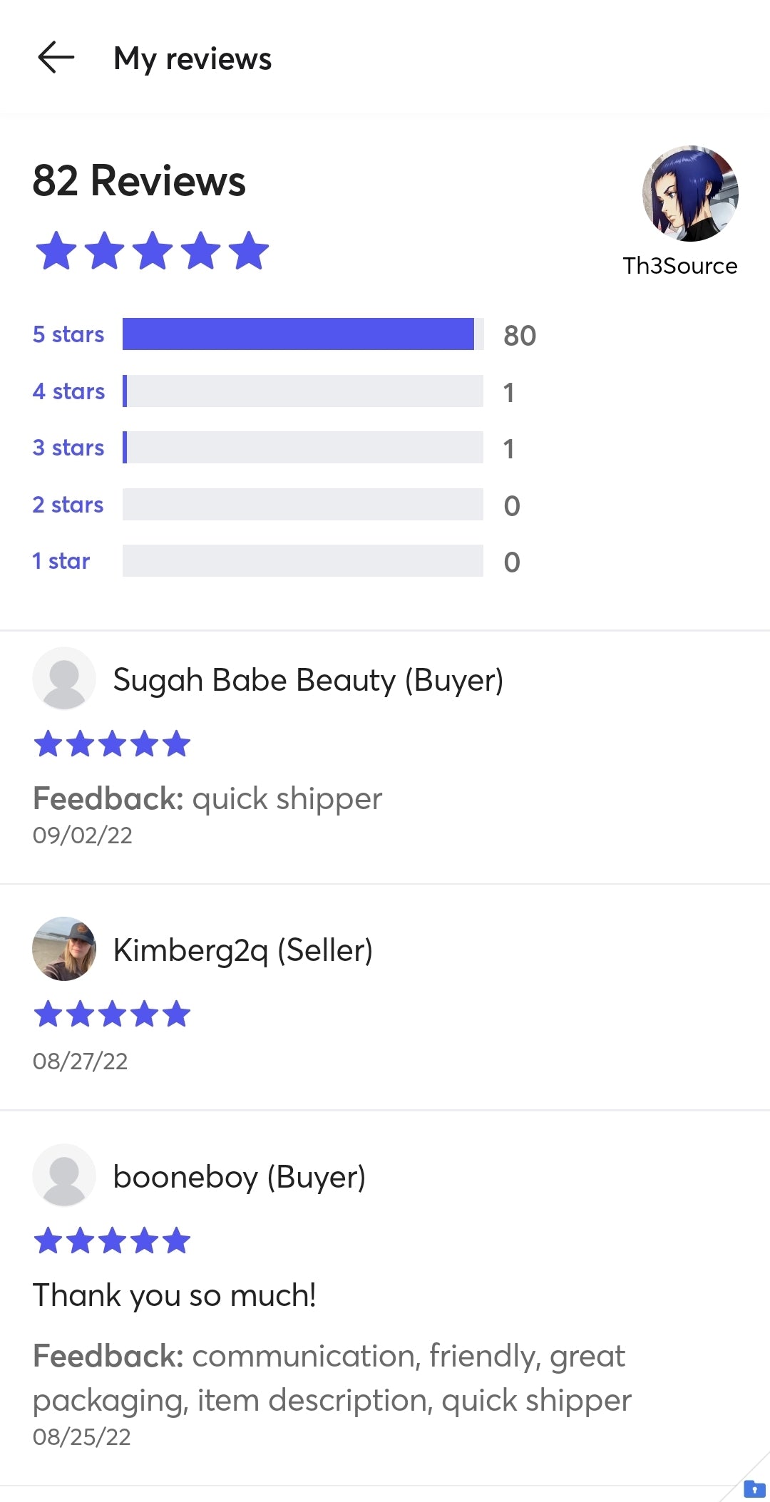 Selling History on Mercari